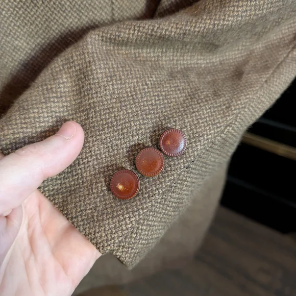 LOUIS DELL'OLIO knit Camel Hair Leather Button Made In Italy Jacket